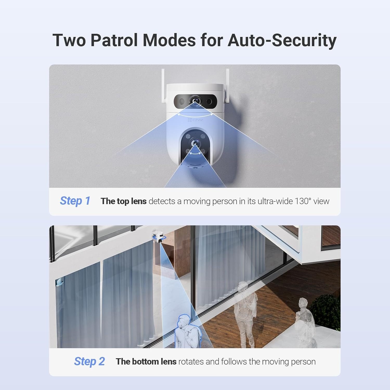 6K Dual Lens PTZ Security Camera WiFi Auto Tracking Color Night Vision