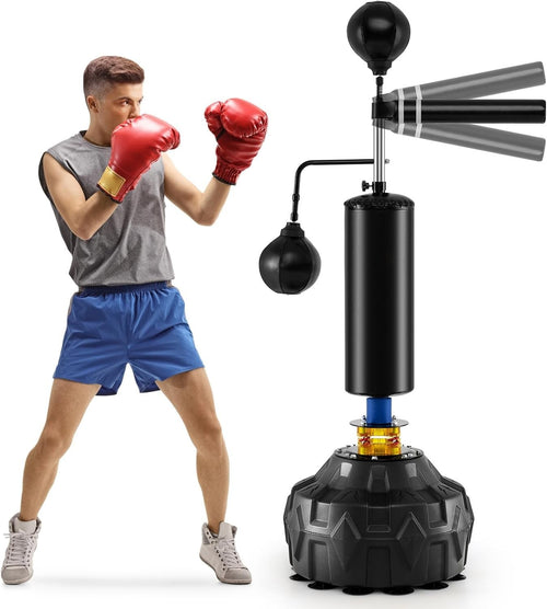 4 in 1 Boxing Speed Bag Stand Adjustable Punch Trainer MMA Fitness