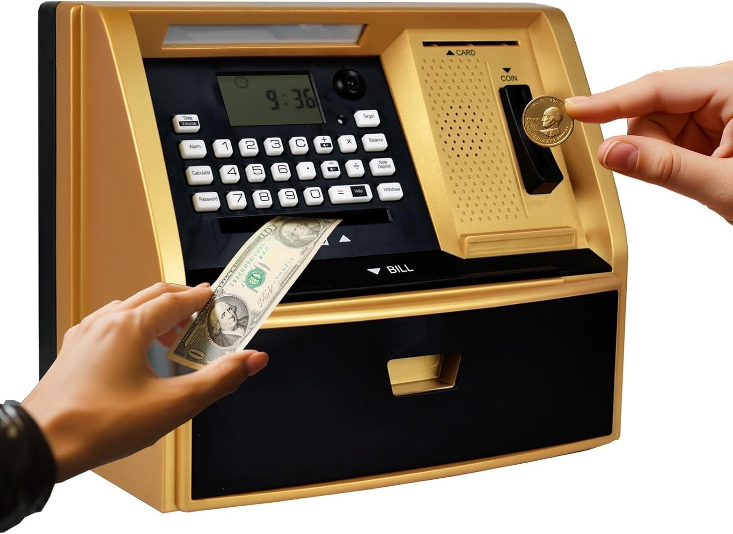 Kids ATM Money Bank Password Piggy Bank Savings Challenge Gold Toy