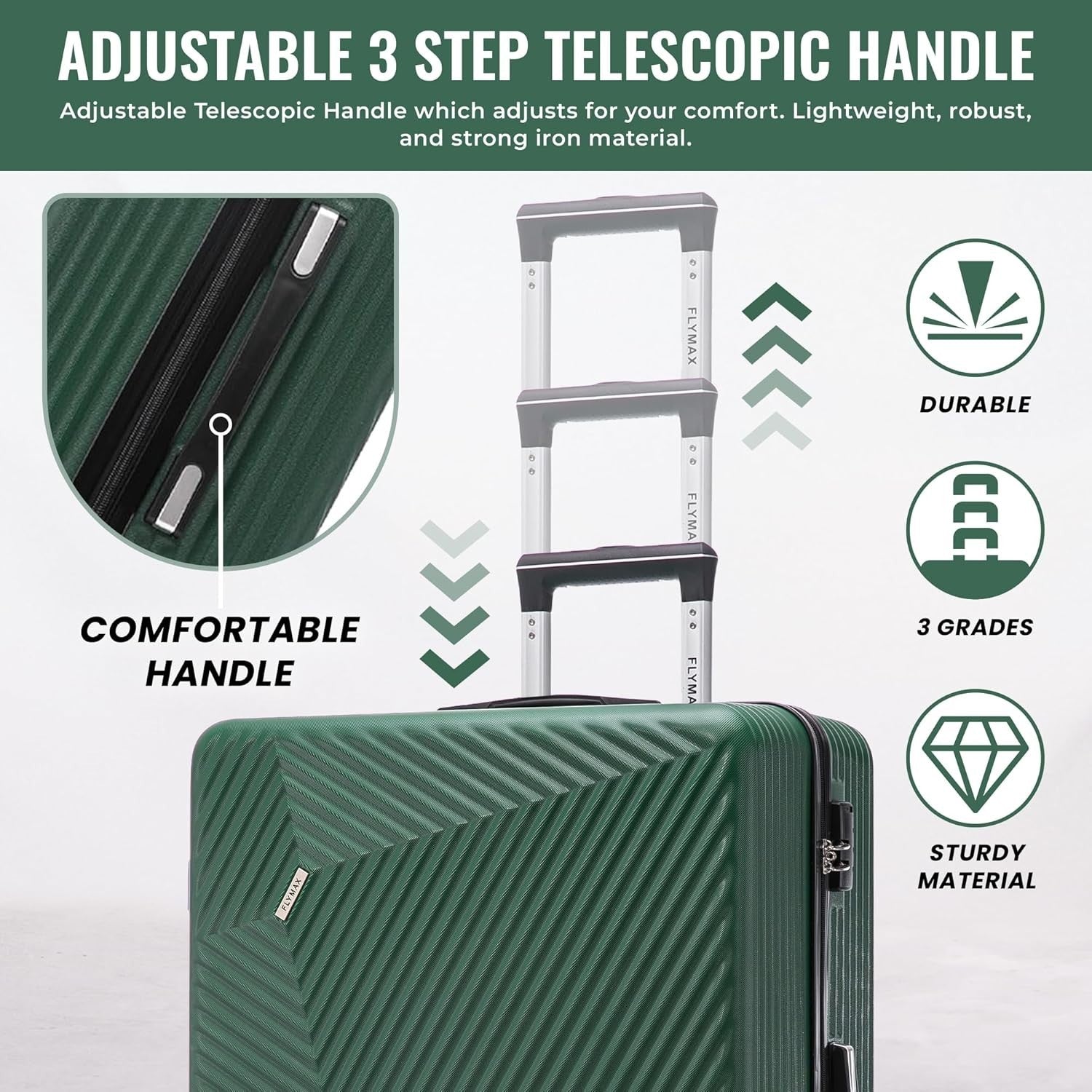 Medium Check-In Suitcase ABS Hard Shell 4 Wheel Spinner 67L Lockable