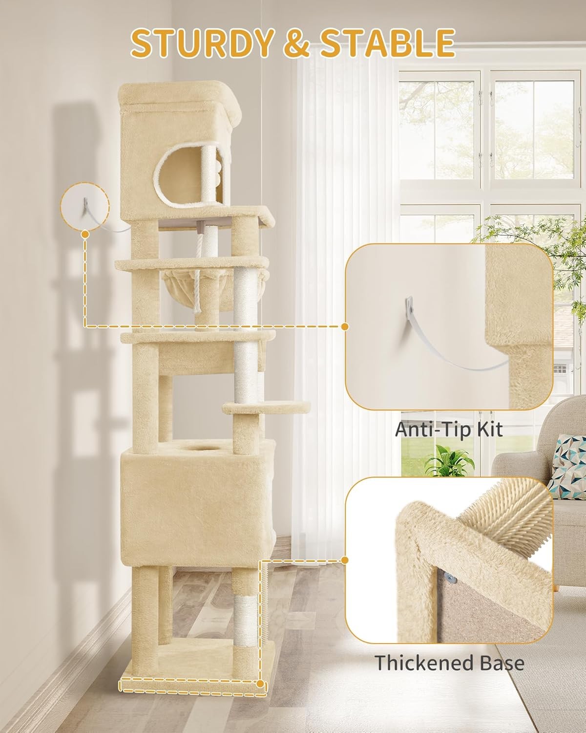 203cm Tall Cat Tree Tower XXL Multi-Level Scratching Posts Condos Large Cats