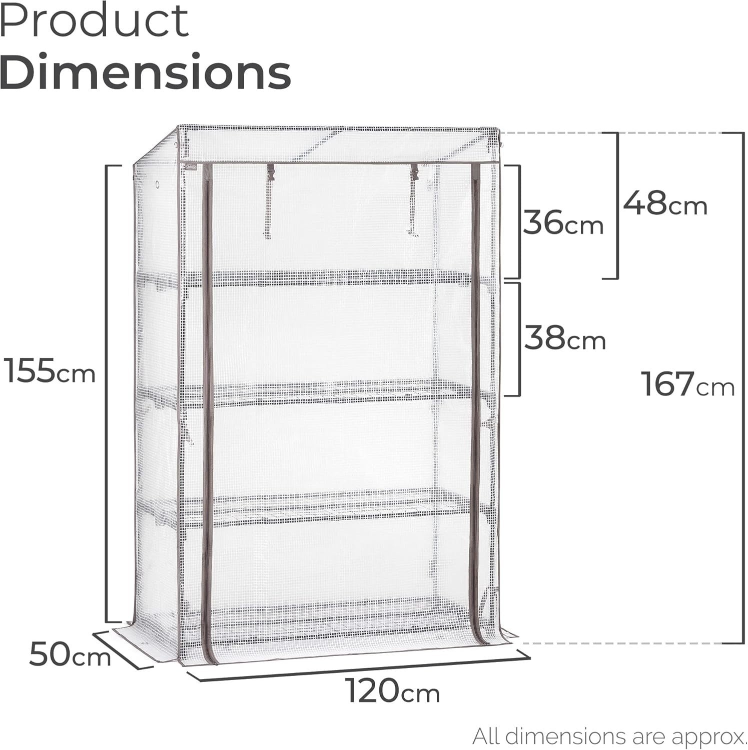 4 Tier Large Greenhouse with Reinforced PE Cover | Sturdy Steel Frame