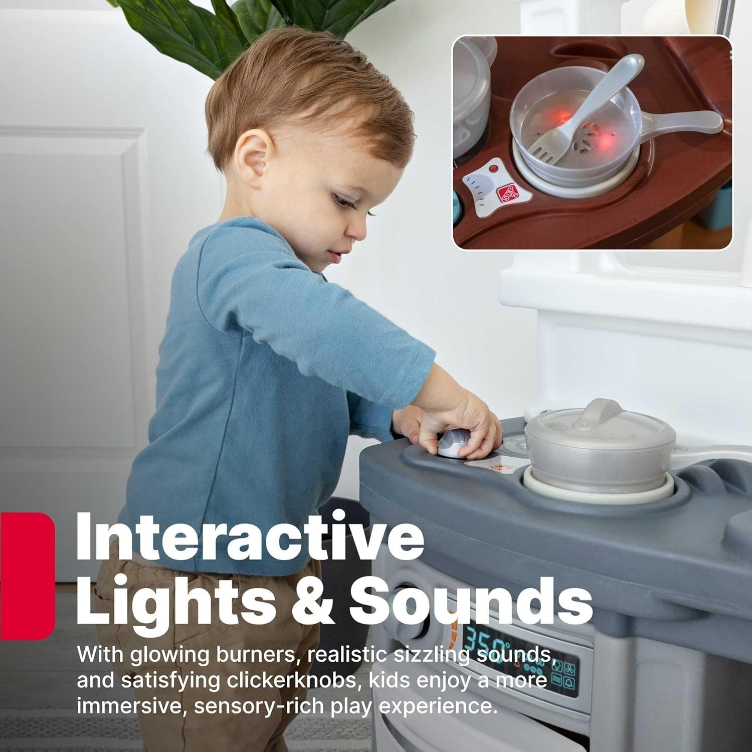 Kids Play Kitchen w/ Accessories Modern Gray Pretend Toy Set