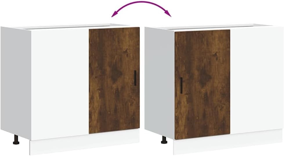 Smoked Oak Under Sink Bathroom Cabinet 60cm Modern Storage Unit
