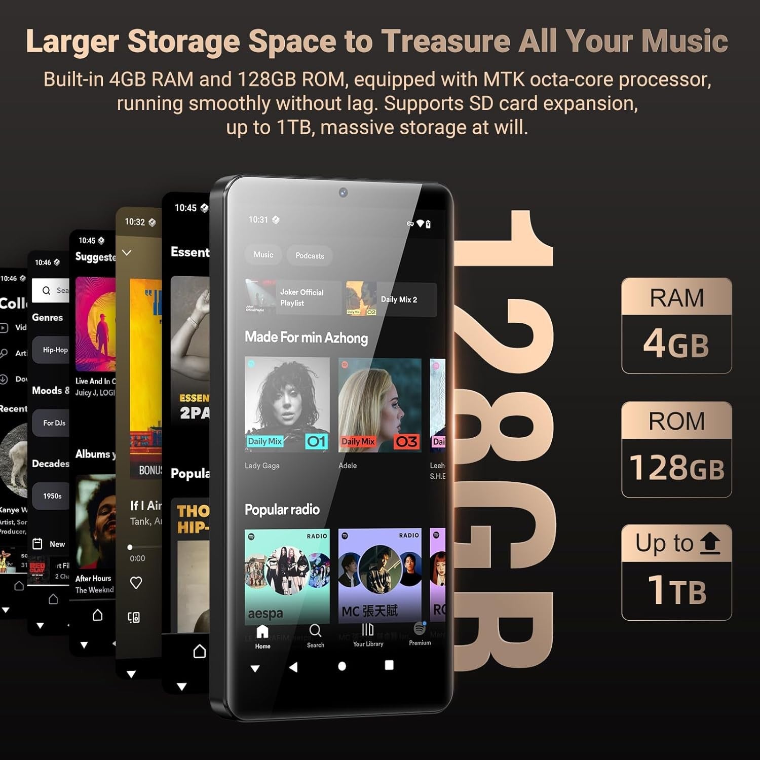 128GB MP3 Player 5.5" Android WiFi Bluetooth 13MP 1TB