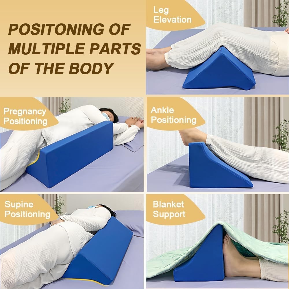 Bed Wedge Pillow Memory Foam Incline Triangle for Acid Reflux Sleep