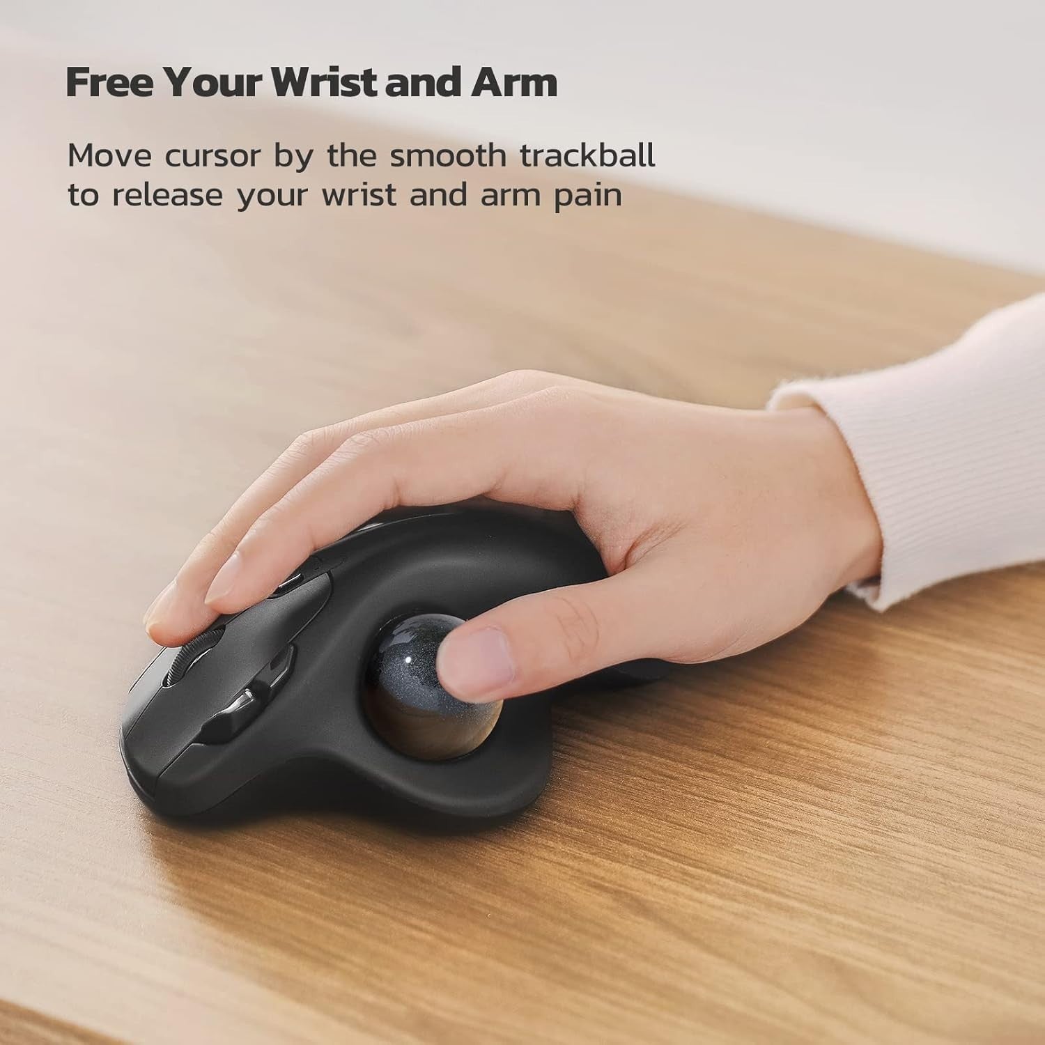 Ergonomic Wireless Trackball Mouse Rechargeable Bluetooth USB 3 Mode