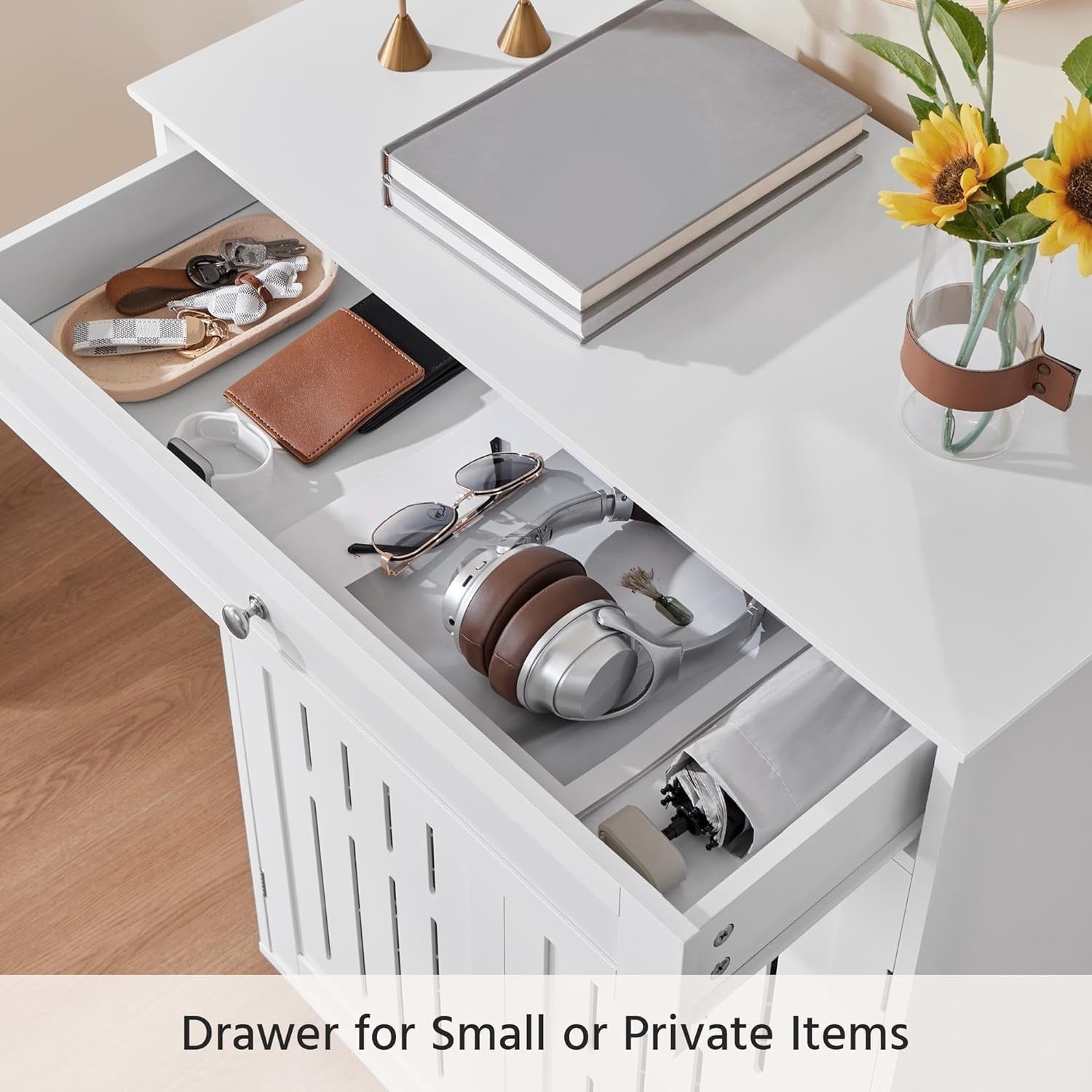 5-Tier Shoe Cabinet White with Drawer – Adjustable Shelves, Modern Storage