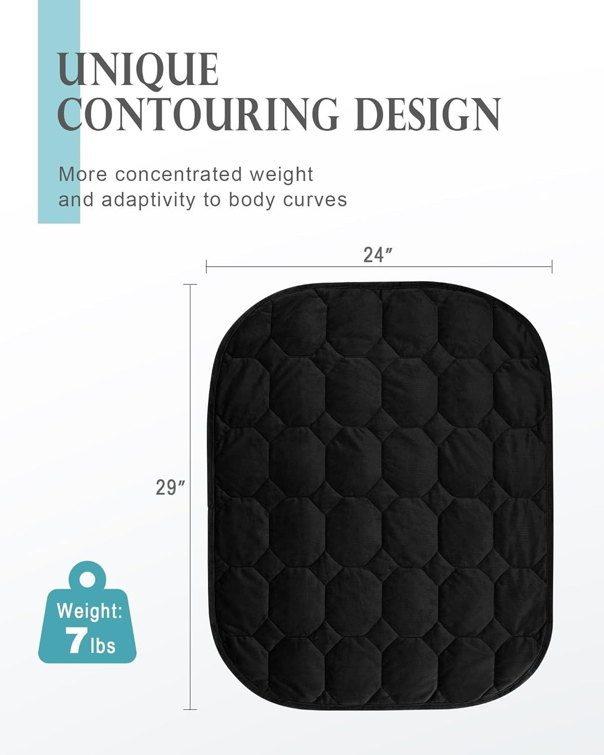7lbs Weighted Lap Blanket Black 29x24" Fleece for Travel and Calming