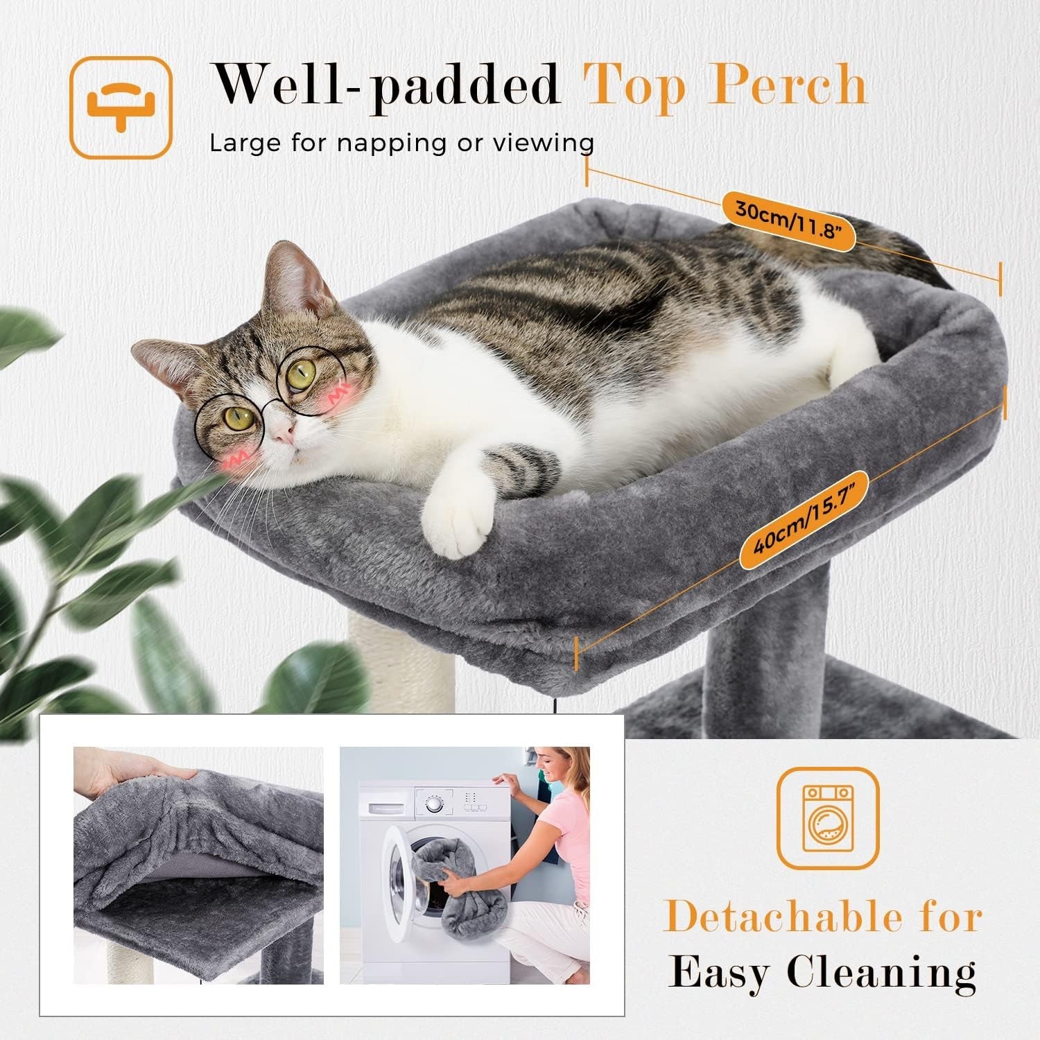 90cm Cat Tree Tower Double Condo Scratching Posts Plush Perch Grey