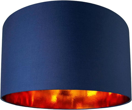 Midnight Blue Drum Lamp Shade 20” Copper Inner Luxury Ceiling Floor Light