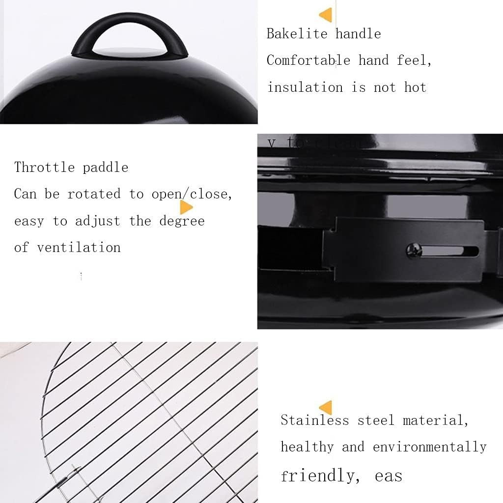 Portable Stainless Steel Charcoal BBQ Grill Outdoor Round Camping Patio Cooker