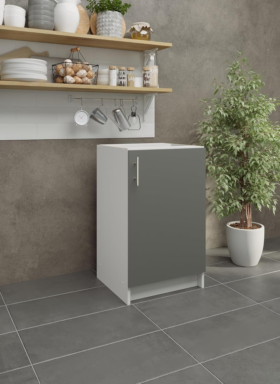 Modern 500mm Grey Matt Kitchen Base Cabinet Cupboard Storage Unit