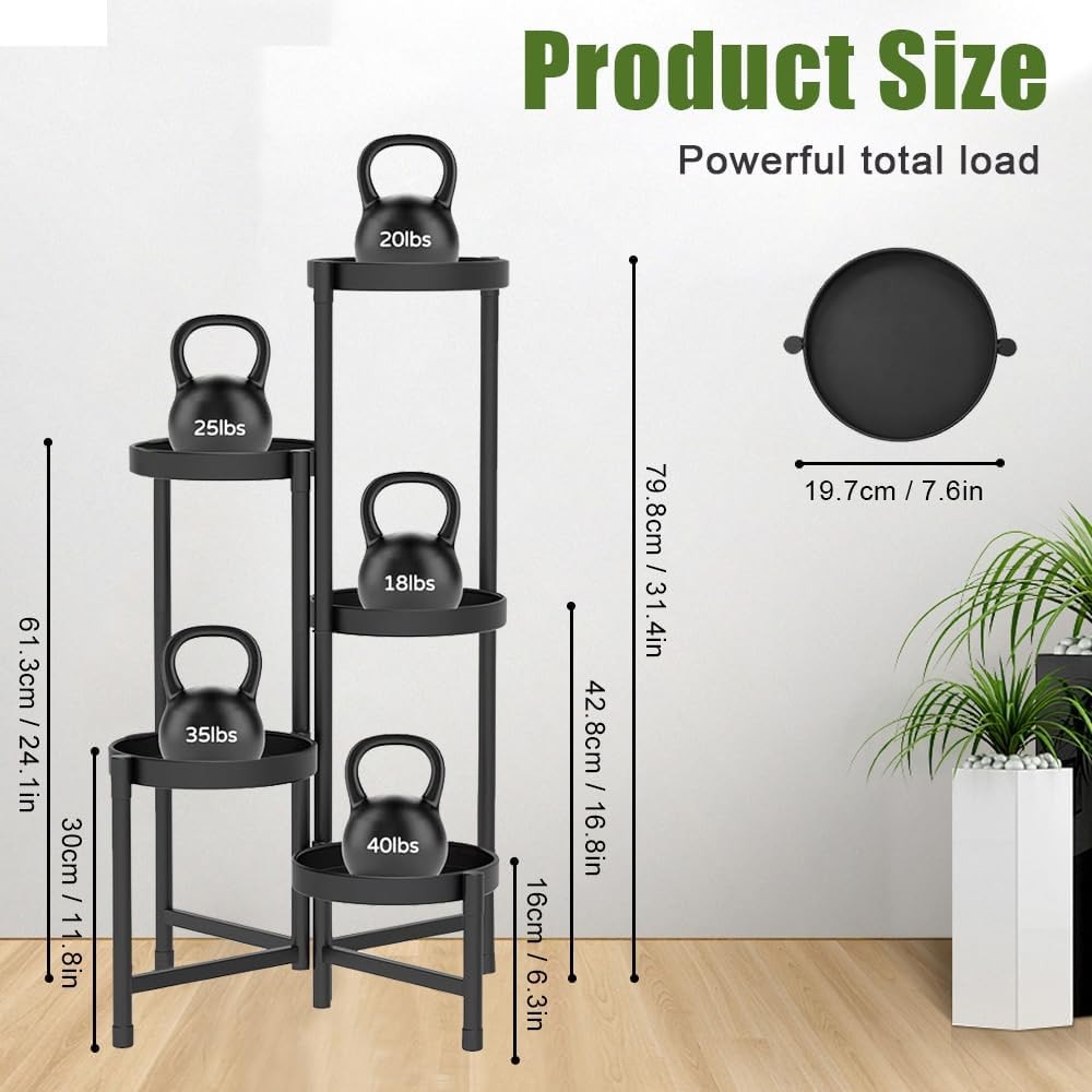 5 Tier Metal Foldable Corner Plant Stand Indoor Outdoor Tall Flower Shelf Rack