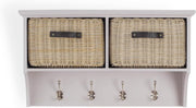 Wall Mounted Coat Rack with Baskets & 4 Hooks Hallway Storage Shelf Unit