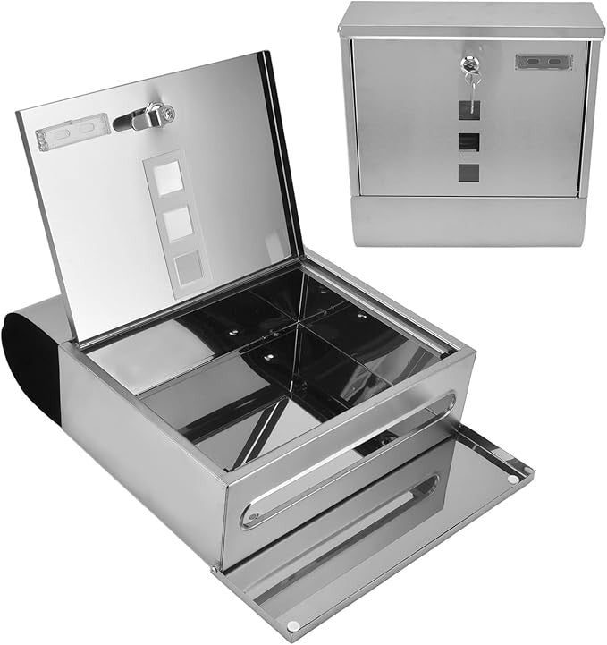 Secure Stainless Steel Locking Mailbox Weatherproof Wall Mount Easy Install