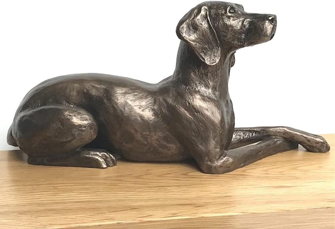 Cold Cast Bronze Dog Ornament • Heavyweight Weimaraner Figurine 23.5cm • Decor