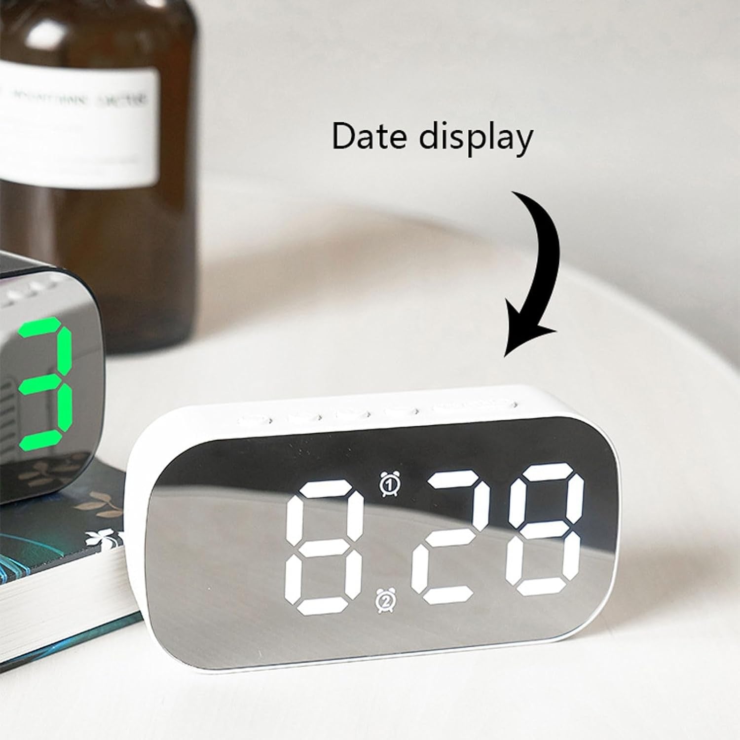 Large Digital Alarm Clock Snooze Date Temperature Display for Heavy Sleepers