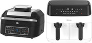 White Dual Air Fryer Set 9L Double Drawer + 6.3L Grill Temp Probe 60m
