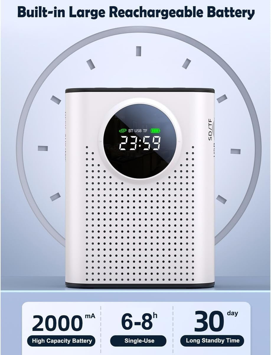 Wireless Voice Amplifier with Lavalier Mic Portable Bluetooth TF USB 2.4G