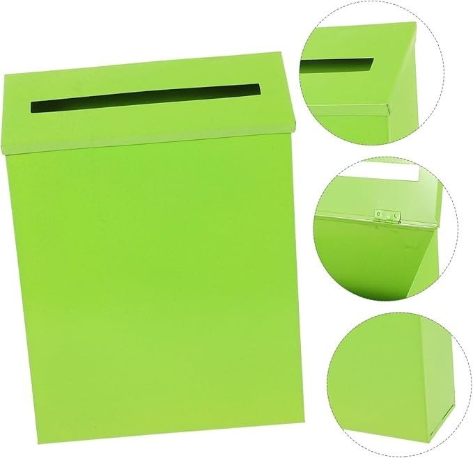 Wall Mount Mailbox Light Green Iron Secure Outdoor Post Box Suggestion Holder