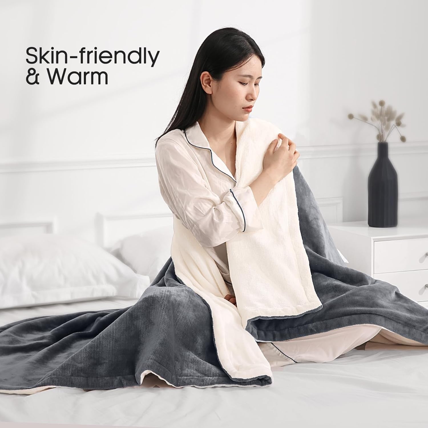 Extra Large Electric Heated Blanket 180x130cm 4 Heat Settings Timer Washable