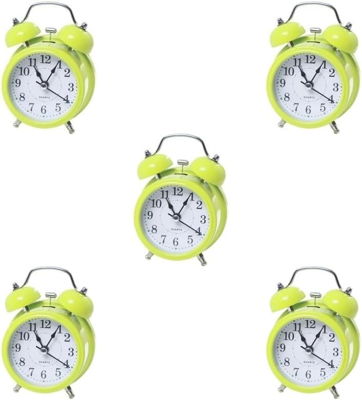 5 Pack Twin Bell Alarm Clocks Luminous Dial Backlight Heavy Sleepers