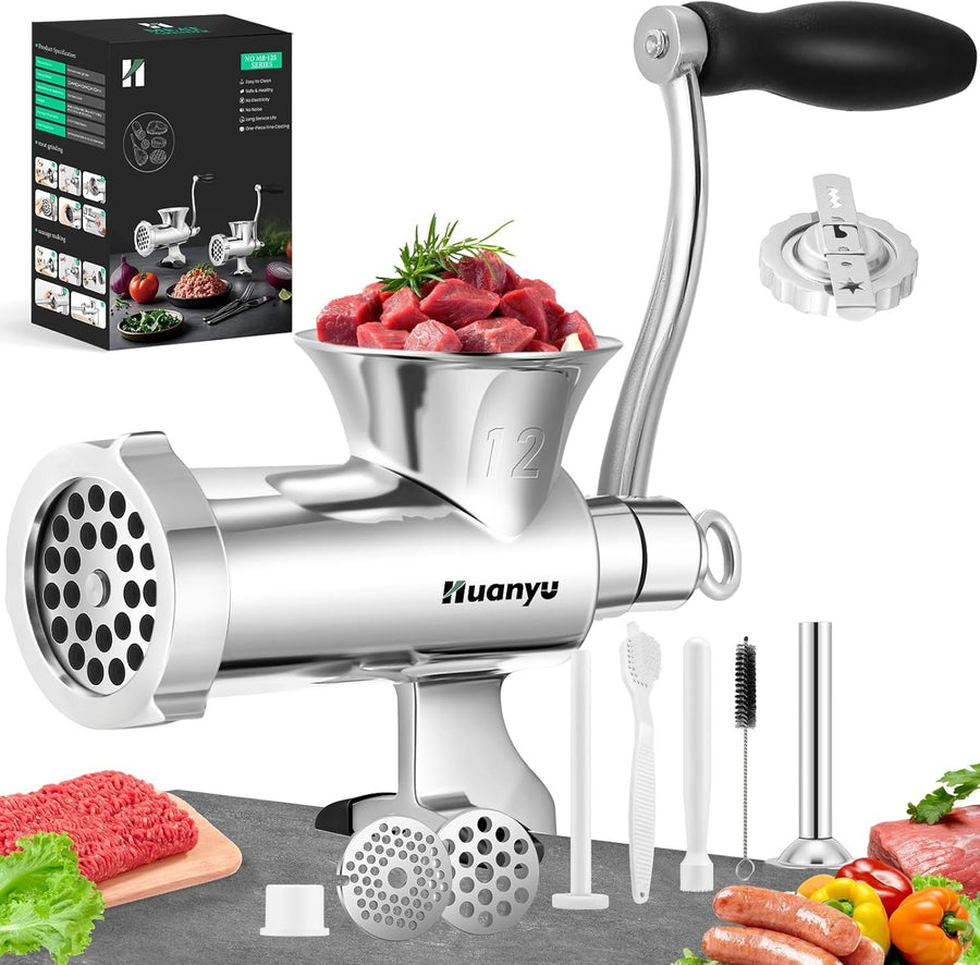 Size 12 Stainless Steel Manual Meat Grinder Sausage Maker Heavy Duty