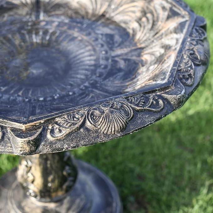 Brushed Gold Metal Bird Bath – Heavy Duty Garden Ornament Outdoor Decor