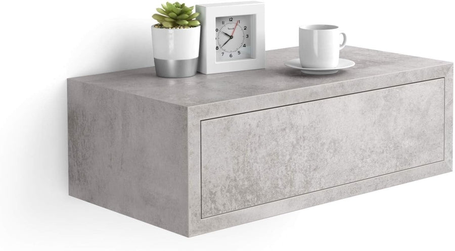 Floating Concrete Grey Wall Bedside Table – Modern Industrial Nightstand