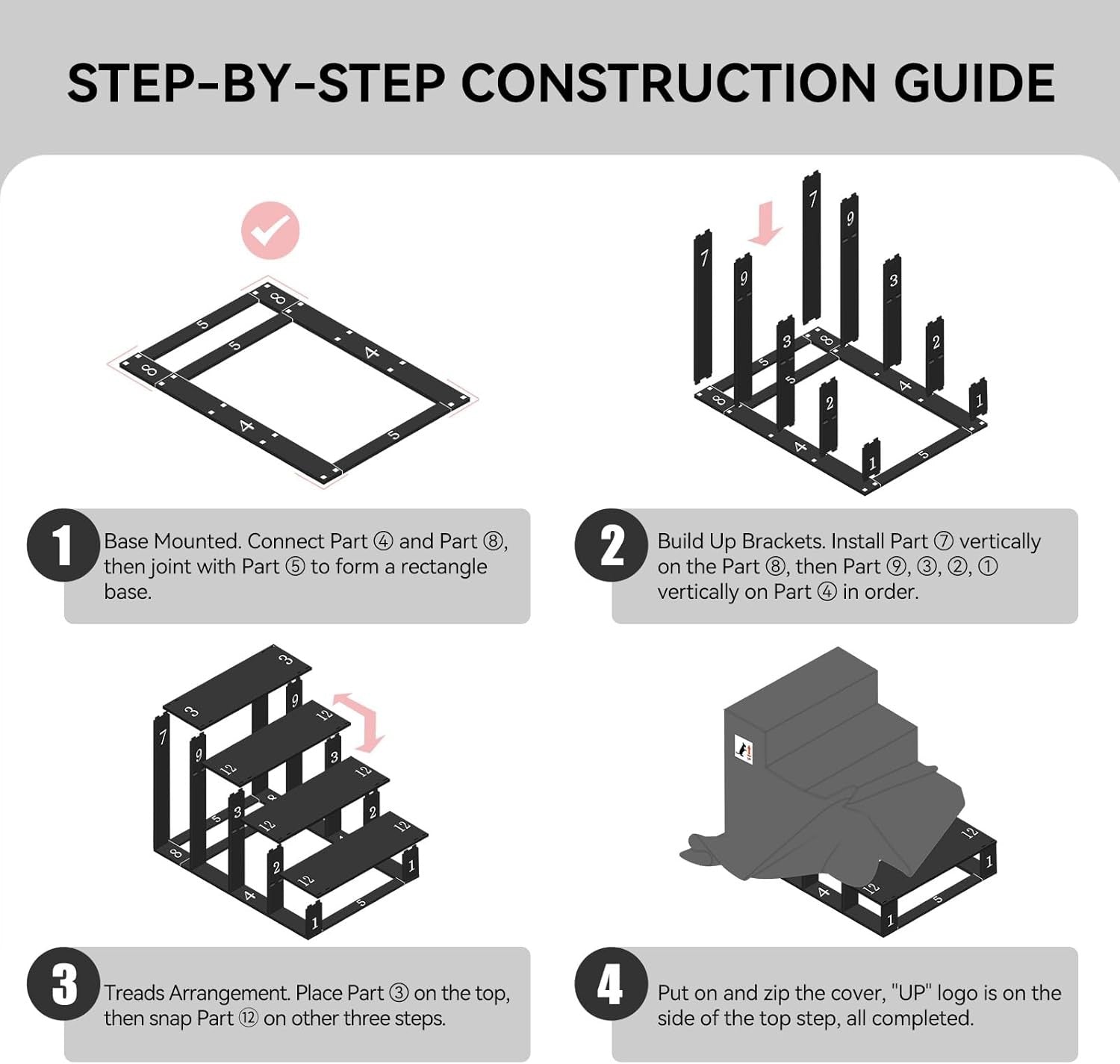 4‑Step Non‑Slip Dog Stairs & Ramp for Bed Sofa – Washable Plush Pet Steps