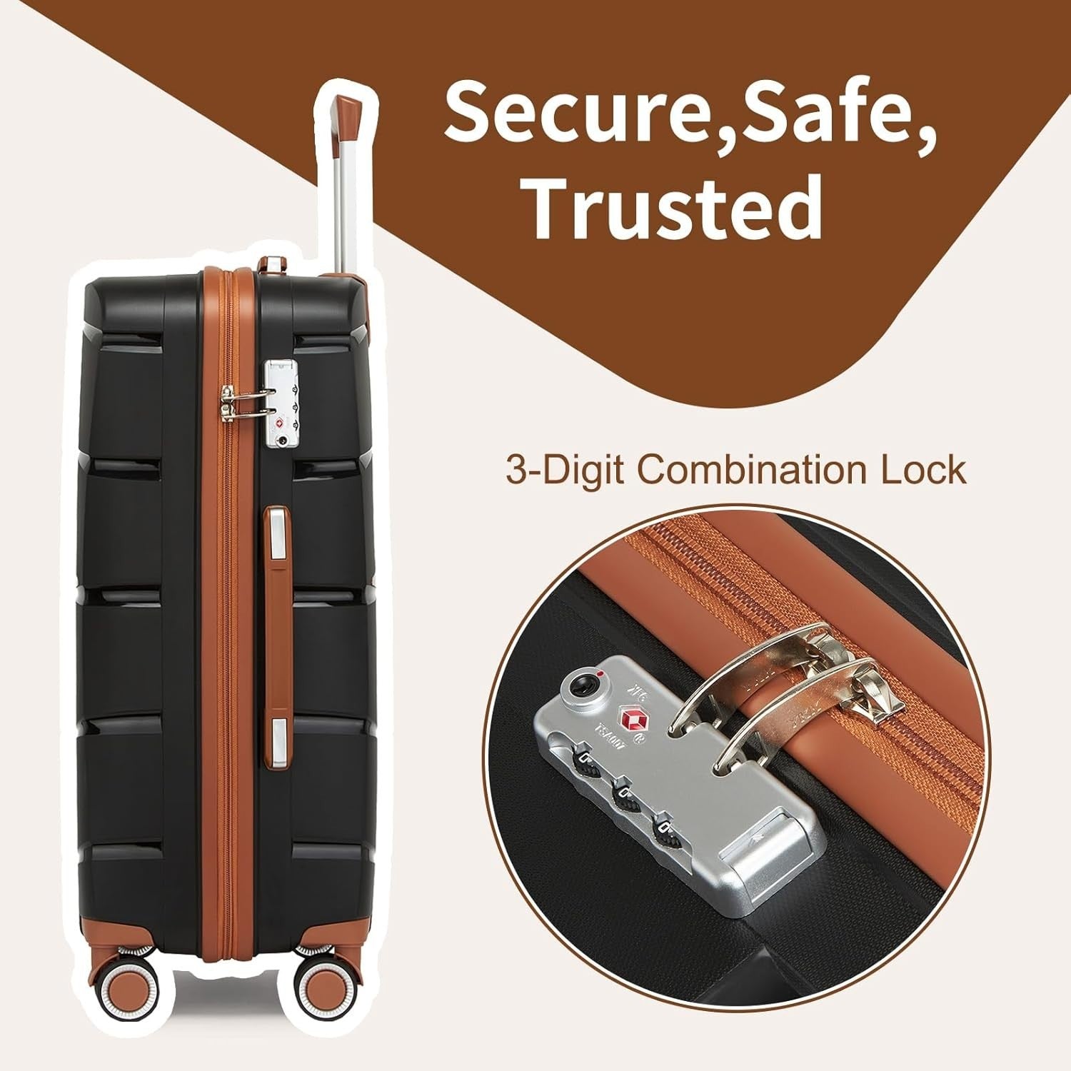 28” Extra Large Suitcase Lightweight PP Hard Shell Spinner Wheels TSA Lock