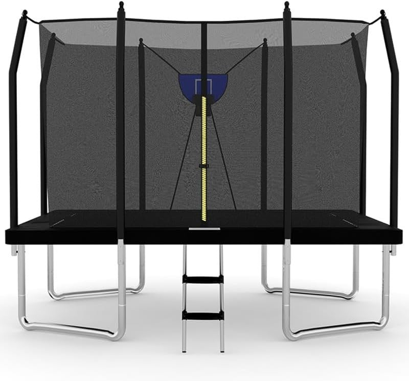 8x12ft Rectangular Garden Trampoline Safety Enclosure Ladder Basketball 150KG