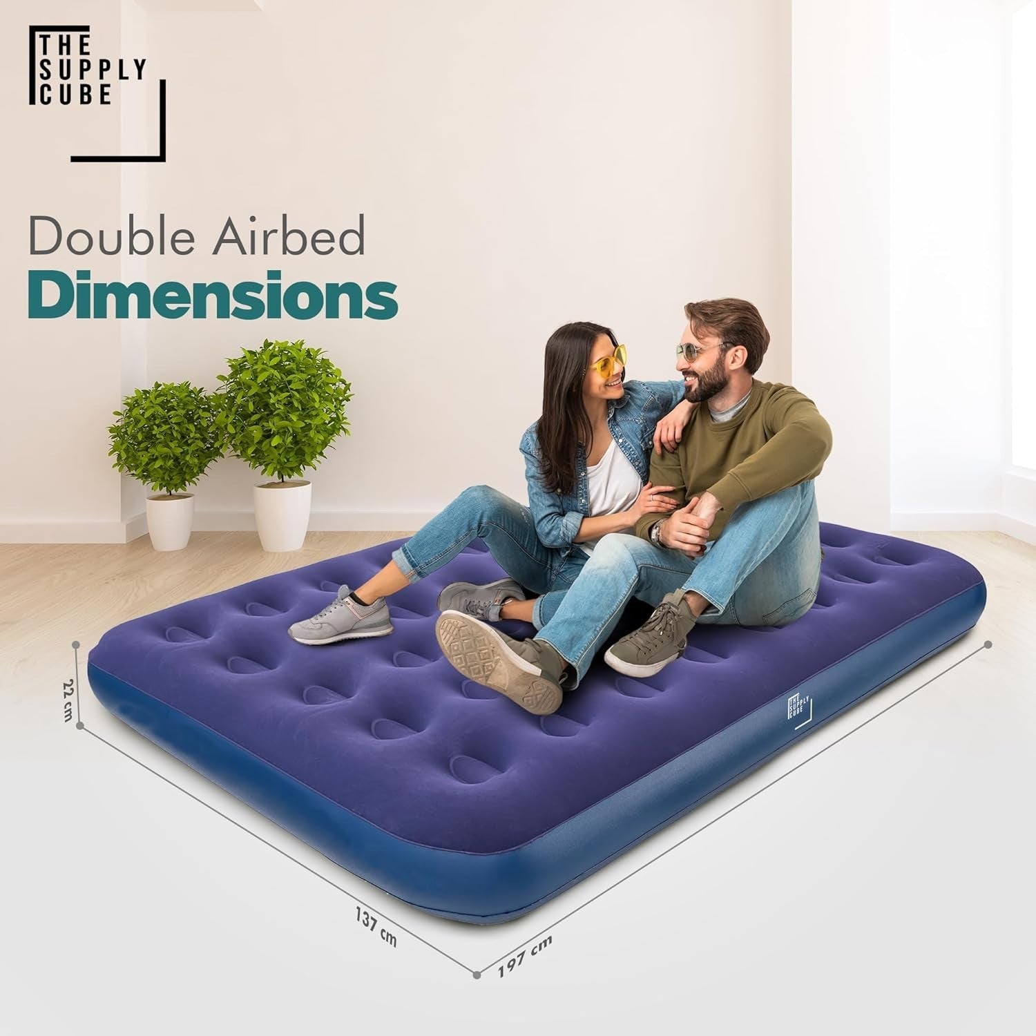 Double Air Mattress Inflatable Bed with AC Pump Waterproof Durable