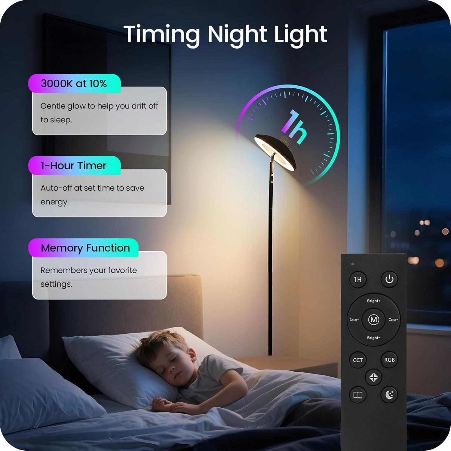 RGB Galaxy Projector Floor Lamp Remote Dimmable Corner LED Standing Light