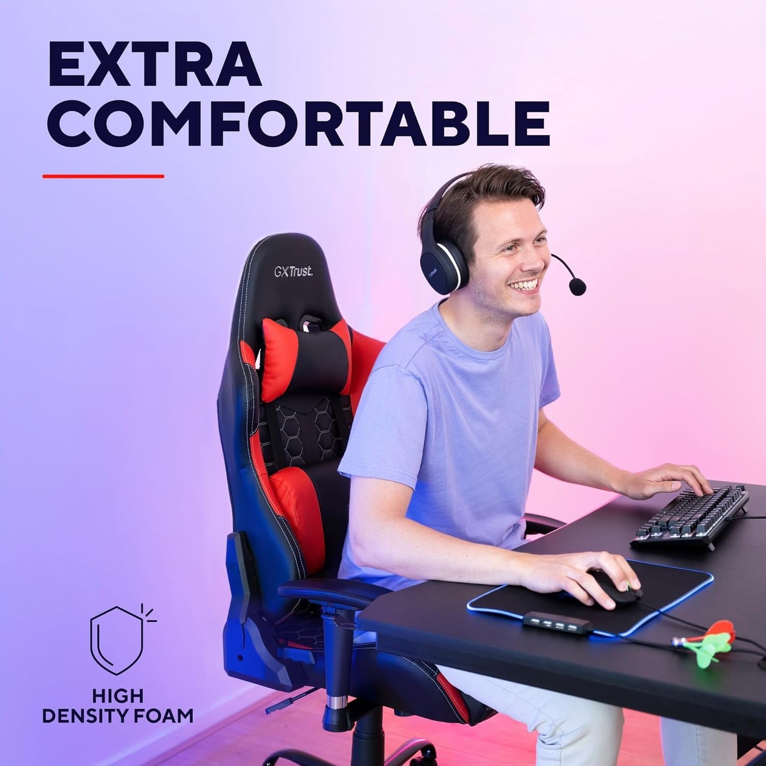 Ergonomic Gaming Chair 360° Swivel Office Desk Chair Red