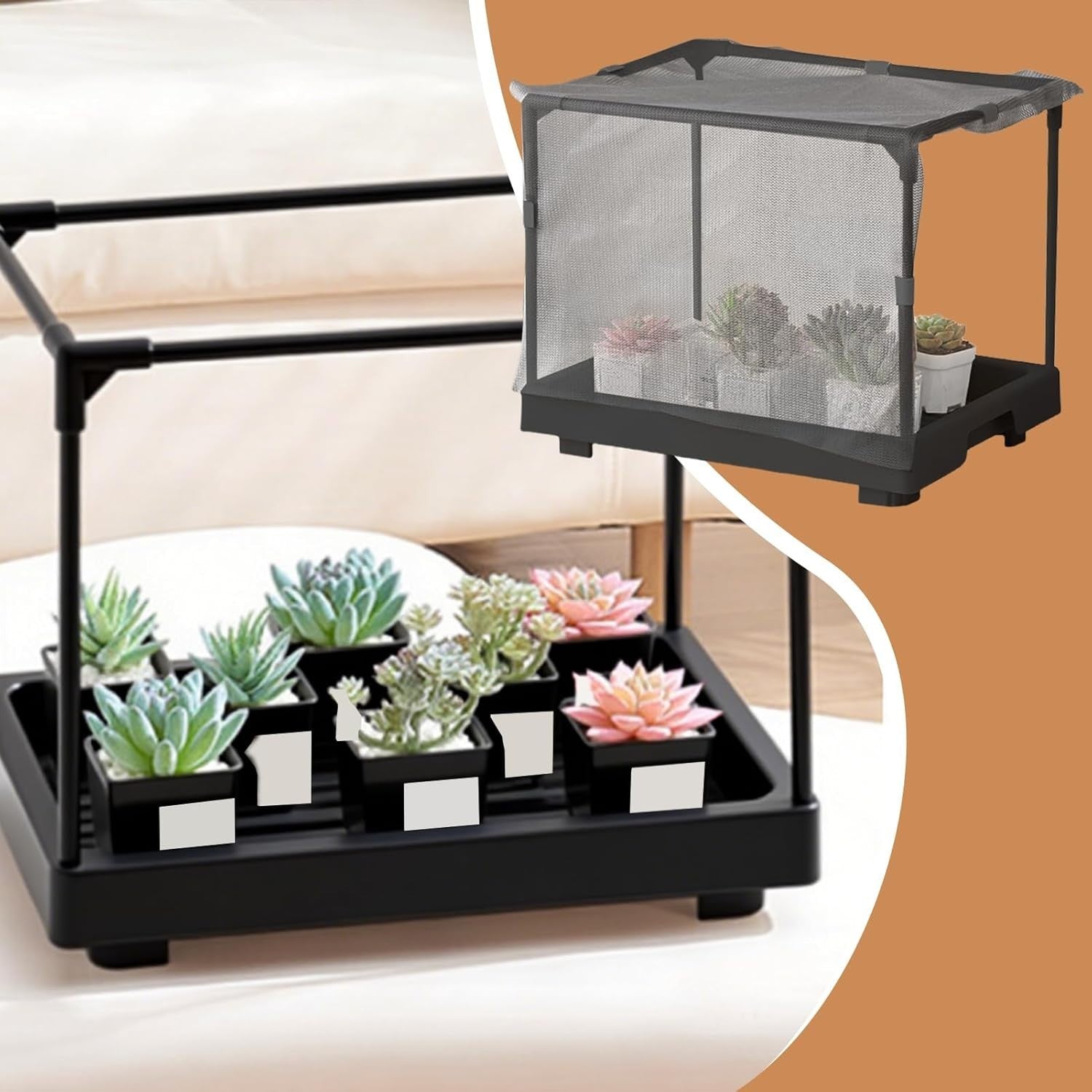 Mini Raised Plant Greenhouse Box 35x27x7cm Frost Cover for Balcony