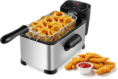 3L Electric Deep Fat Fryer Stainless Steel Adjustable Temp Viewing Window