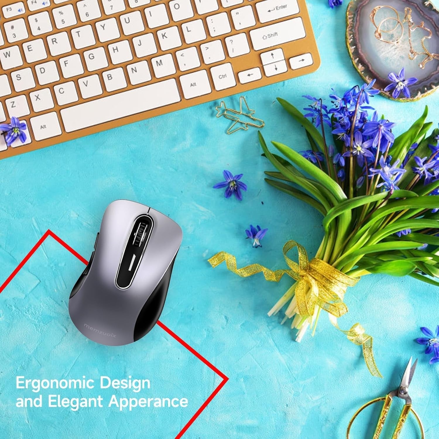 Slim Grey Wireless Mouse 1400 DPI USB 2.4G Ergonomic 5 Button