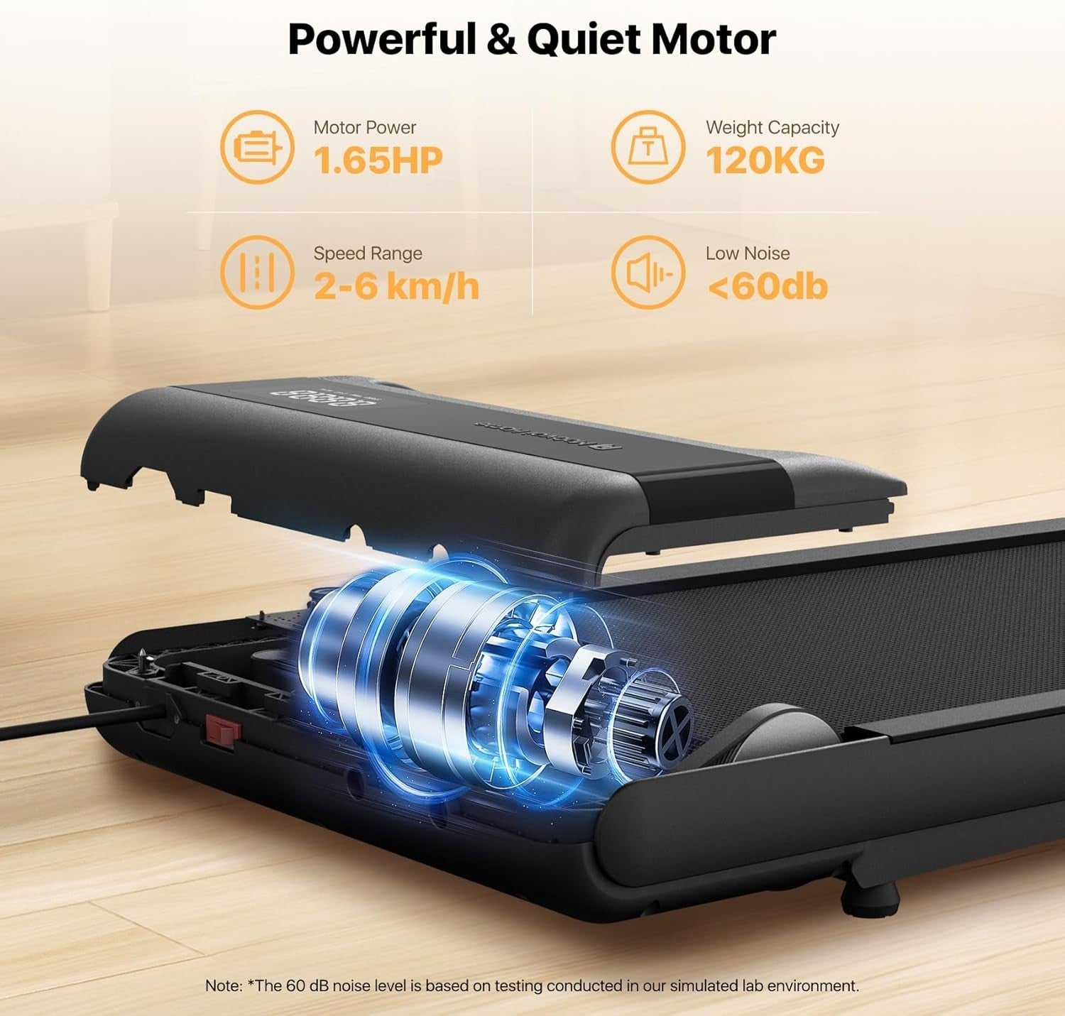 Under Desk Treadmill 6KMH Portable Walking Jogging Machine LED Remote