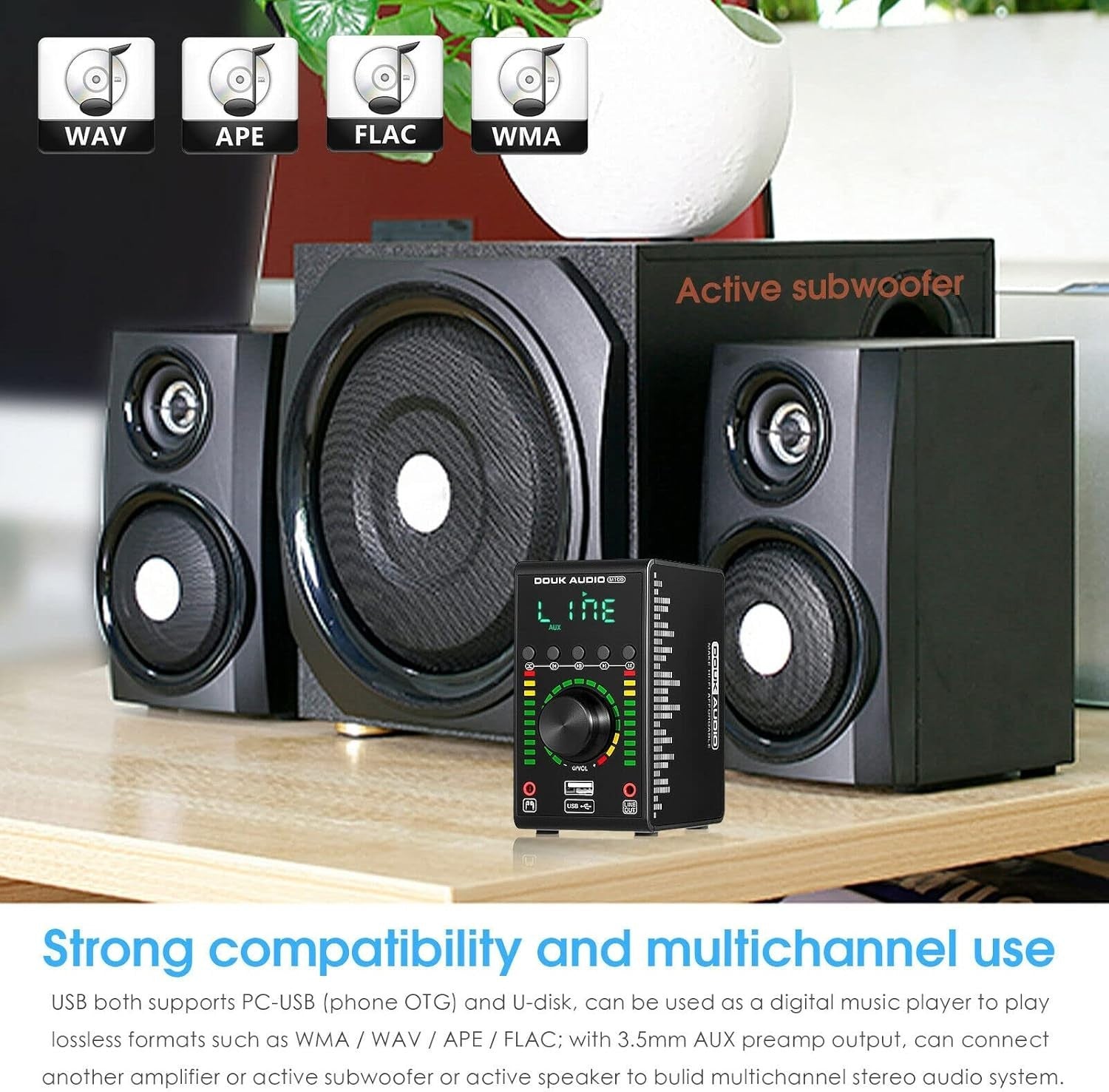 Mini Bluetooth Stereo Amplifier DAC USB RCA Optical HiFi 68W+68W