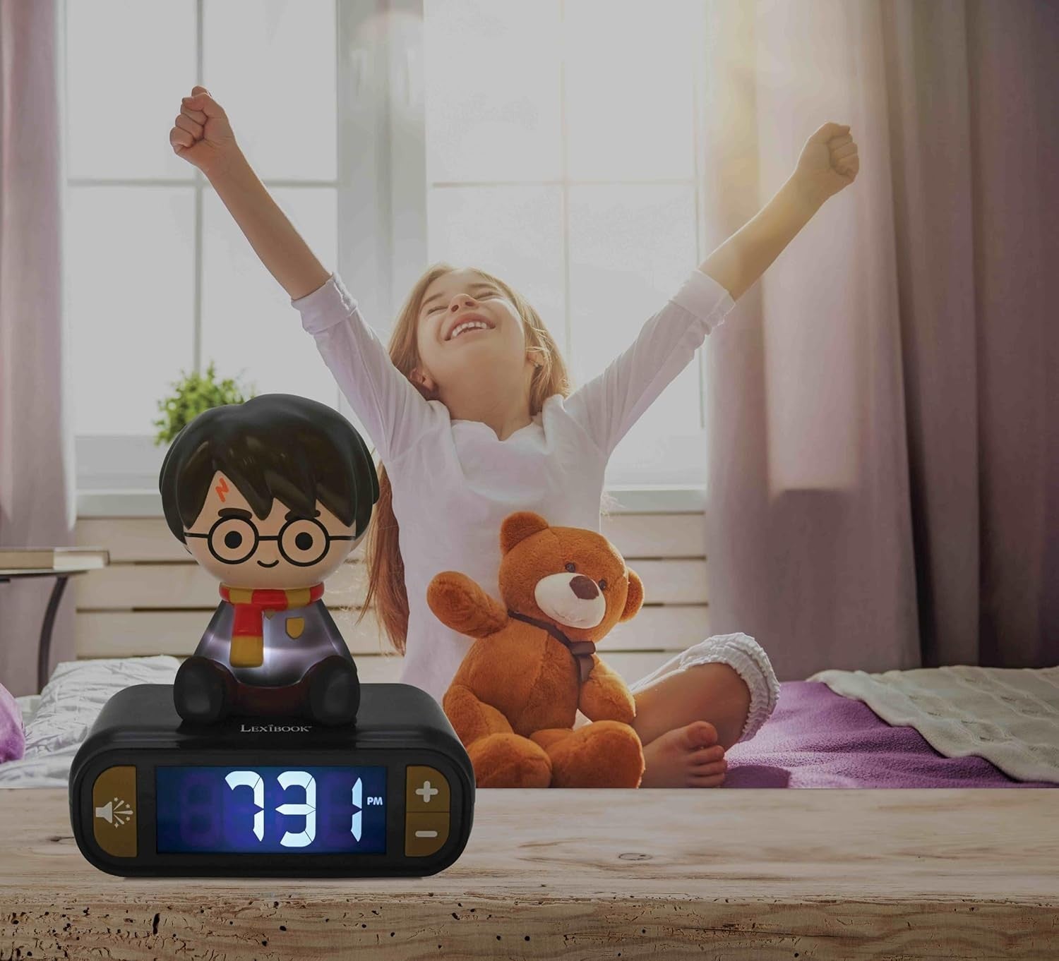 Kids Alarm Clock Night LED Display Snooze Sounds Bedroom Gift