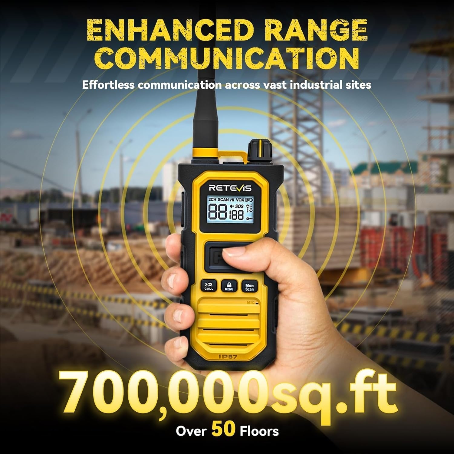 IP67 Waterproof Walkie Talkies 6 Pack Long Range Noise Reduction Radio