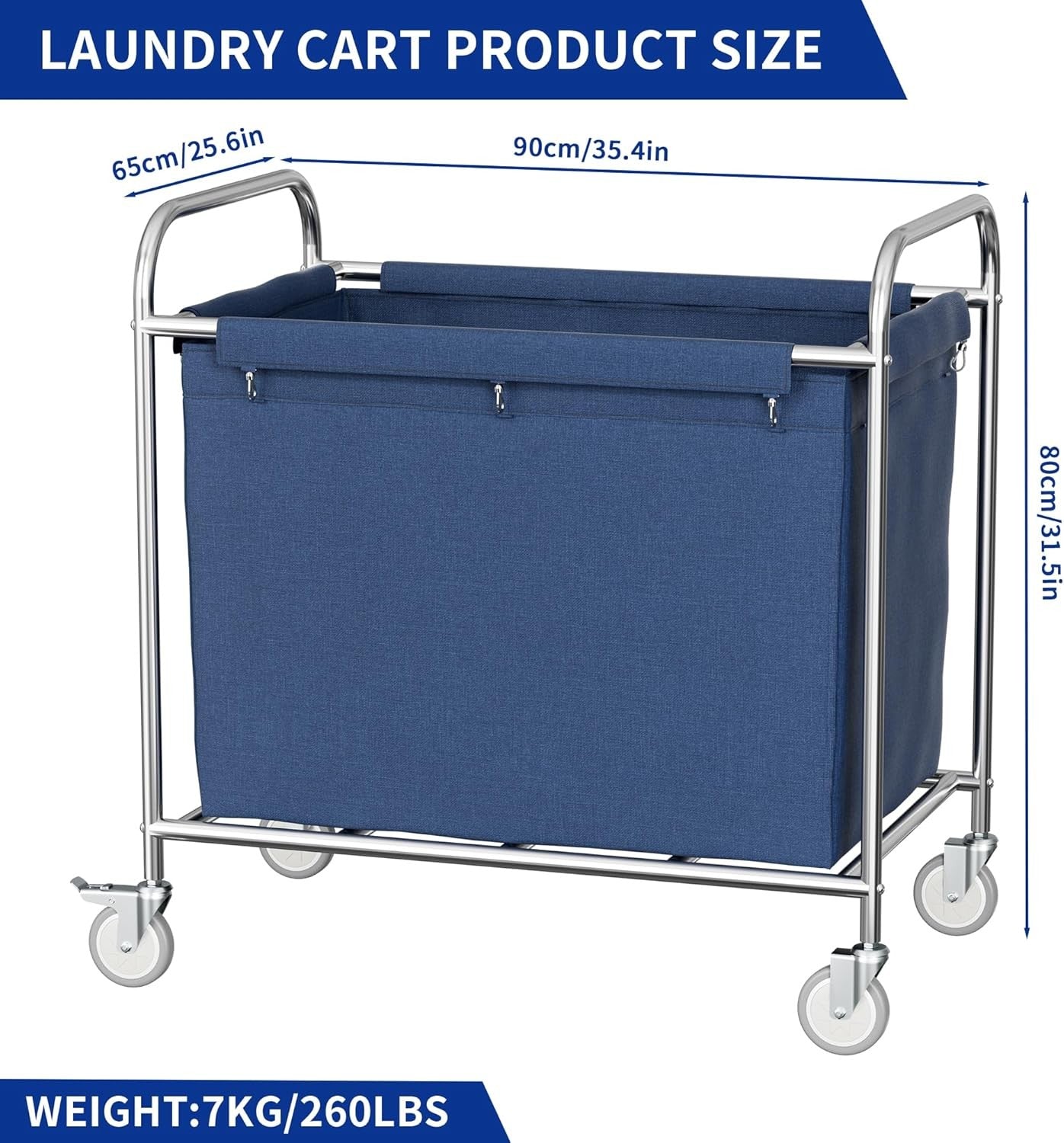 400L Commercial Laundry Cart on Wheels – Heavy Duty Trolley with Waterproof Line