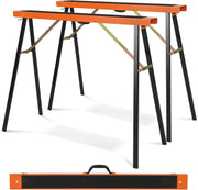 Folding Saw Horses Pair 375kg Heavy Duty Galvanized Trestles w/ Non-Slip Top