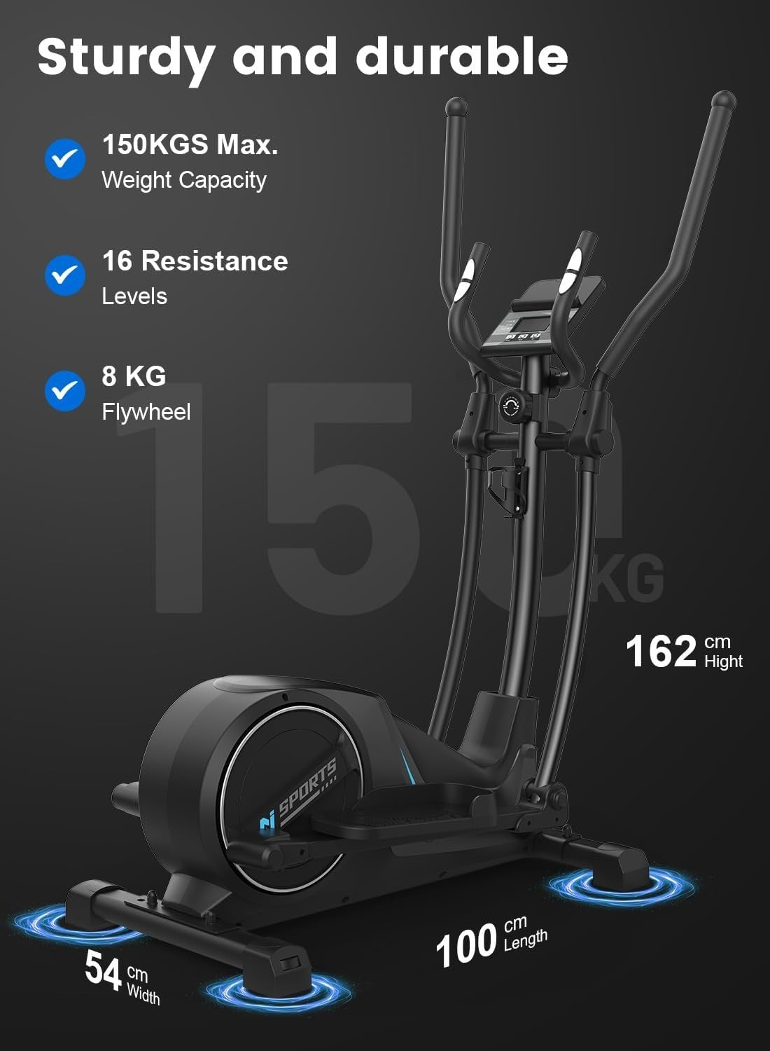 Ultra-Quiet Elliptical Cross Trainer 16-Level Magnetic Resistance Home Gym