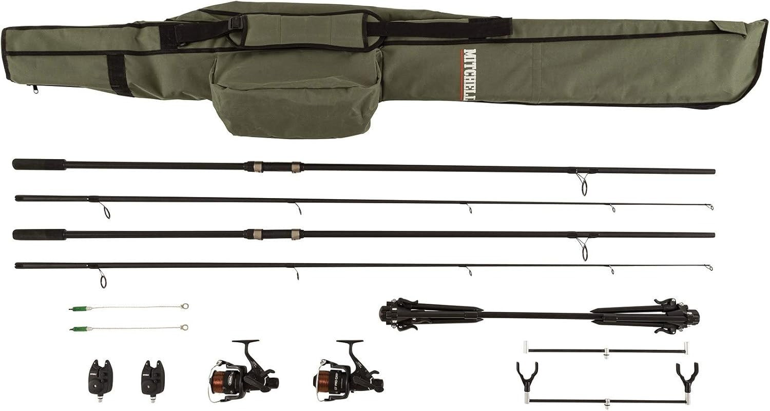 Complete Carp Fishing 2-Rod & Reel Set 3.32m With Alarms & Holder