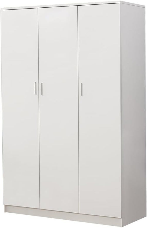 3 Door White Wardrobe with Hanging Rail & 6 Shelves | Spacious Bedroom Storage