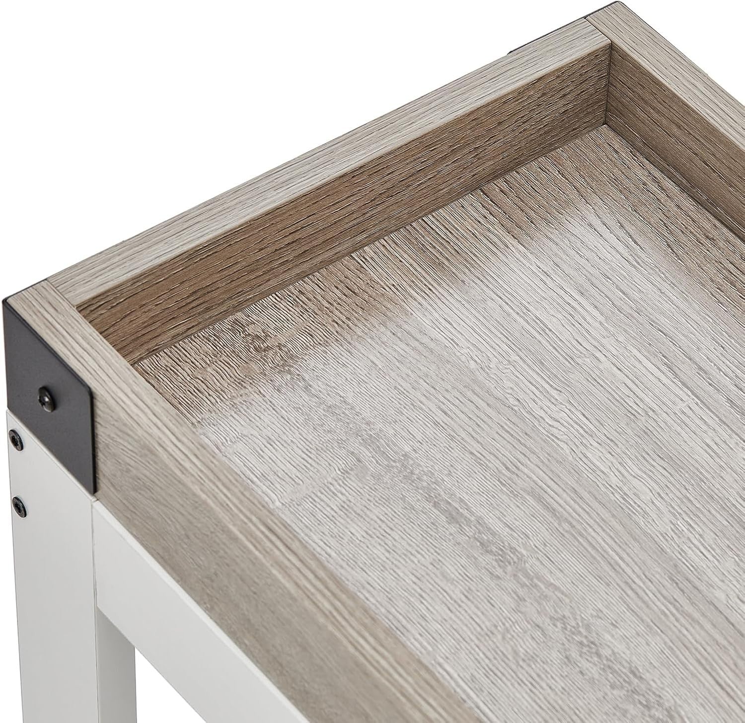 Narrow White End Table with Storage Shelf – Compact Nightstand for Small Spaces
