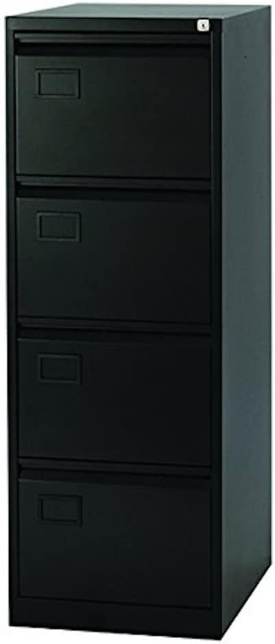 Black Metal Filing Cabinet 4 Drawer Lockable Foolscap Tall